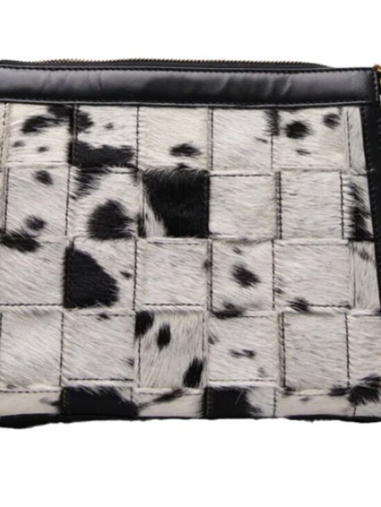Myra Bag Handbags - Loyal West SCRAPPY MEDIUM CHAIN BAG IN COWHIDE AND BLACK CALFSKIN
